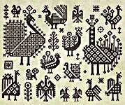 Click/tap for more details of Fowl Mood (cross stitch) by Ink Circles