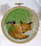Click for more details of Fox and Bullfinch (cross stitch) by Permin of Copenhagen