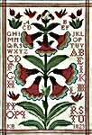 Click/tap for more details of Fraktur Flowers (cross stitch) by Kathy Barrick