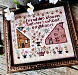 Click/tap for more details of Friendship Blooms (cross stitch) by Pansy Patch Quilts and Stitchery
