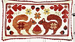 Click/tap for more details of Friendship Series - Stashing Squirrels (cross stitch) by Luminous Fiber Arts
