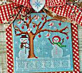 Click/tap for more details of Frosty's Valentine (cross stitch) by Annie Beez Folk Art