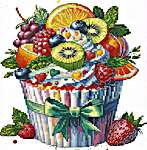 Click/tap for more details of Fruits Cupcake (cross stitch) by Les Petites Croix de Lucie