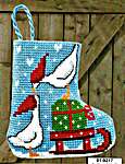Click/tap for more details of Geese Mini Stocking (cross stitch) by Permin of Copenhagen