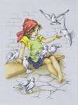 Click for more details of Girl with Pigeons (cross stitch) by Luca - S