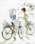 Click for more details of Girls on Bicycles (cross stitch) by Lanarte