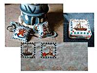 Click/tap for more details of Gita In Barca Cuscinetti (Boat Trip Pillows) (cross stitch) by Serenita di Campagna