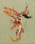 Click/tap for more details of Glittering Leaves (cross stitch) by Nora Corbett
