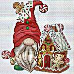 Click/tap for more details of Gnome with Gingerbread House (cross stitch) by Les Petites Croix de Lucie