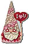 Click/tap for more details of Gnome with Heart (cross stitch) by Mill Hill