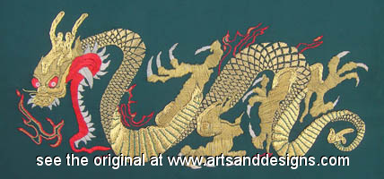 Click for more details of Golden Dragon (embroidery) by Anne Peden