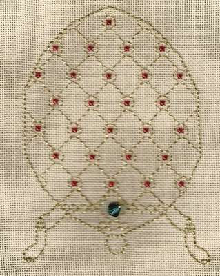 Click/tap for more details of Golden Easter Egg (blackwork) by Anne Peden