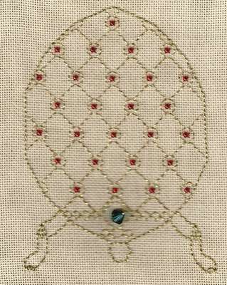 Click for more details of Golden Easter Egg (blackwork) by Anne Peden