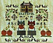 Click/tap for more details of Grateful (cross stitch) by Twin Peak Primitives