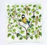 Click for more details of Great Tit Cushion (cross stitch) by Haandarbejdets Fremme
