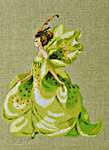 Click/tap for more details of Green Lady Slipper (cross stitch) by Nora Corbett