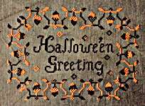 Click/tap for more details of Hallowe'en Greetings (cross stitch) by Blackbird Designs