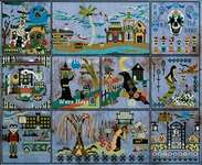 Click/tap for more details of Halloween at the Manor (cross stitch) by Ship's Manor