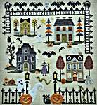 Click/tap for more details of Halloween Court (cross stitch) by Waxing Moon Designs
