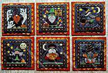 Click/tap for more details of Halloween Gnome Littles (cross stitch) by Waxing Moon Designs