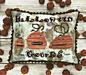 Click/tap for more details of Halloween Gourds (cross stitch) by Lucy Beam