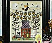 Click/tap for more details of Halloween Holiday Banner (cross stitch) by Little Stitch Girl