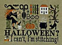 Click/tap for more details of Halloween? I Can't, I'm Stitching! (cross stitch) by Jardin Prive