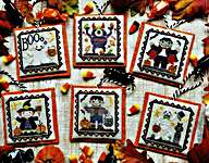 Click/tap for more details of Halloween Littles (cross stitch) by Waxing Moon Designs