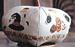 Click/tap for more details of Halloween Pumpion (cross stitch) by Thistles