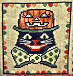 Click/tap for more details of Halloween Soiree Cat (cross stitch) by bendystitchy