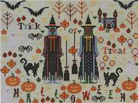 Click/tap for more details of Halloween Spookies (cross stitch) by Riverdrift House