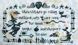 Click/tap for more details of Halloween (the moon laughs) (cross stitch) by Barbara Ana Designs