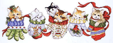 Click/tap for more details of Hanging Around for Christmas (cross stitch) by Stoney Creek