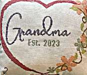Click/tap for more details of Happiness is being a Grandparent (cross stitch) by Barefoot Needleart