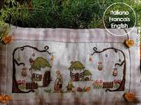Click/tap for more details of Happy Easter Village (cross stitch) by Serenita di Campagna