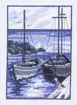 Click for more details of Harbour with Blue Boats (cross stitch) by Permin of Copenhagen