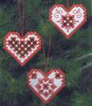 Hardanger Christmas Tree Hearts - white and silver