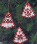 Hardanger Mini Trees Christmas Ornaments