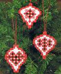 Click for more details of Hardanger Red and White Christmas Tree Baubles (hardanger) by Permin of Copenhagen