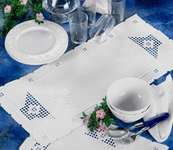 Click for more details of Hardanger Table Mats - Satin Stitch Tulips in Openwork Bowls (hardanger) by Permin of Copenhagen