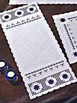 Click for more details of Hardanger Table Mats with Blue Medallions (hardanger) by Permin of Copenhagen