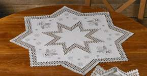 Click for more details of Hardanger Table Mats with Christmas Angels (hardanger) by Permin of Copenhagen