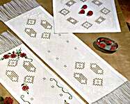 Hardanger Table Runner with White Roses - Table Runner with White Roses