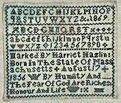Click/tap for more details of Harriet Hazlin Sampler - 1869 (cross stitch) by The Sampler House