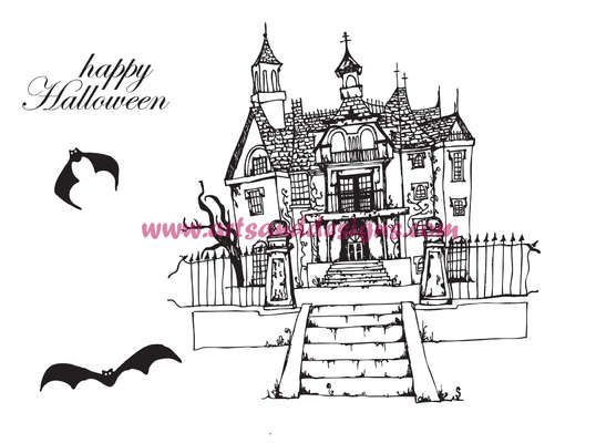 Haunted House Digital Stamp