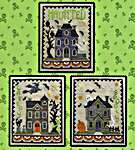 Click/tap for more details of Haunted House Trio (cross stitch) by Waxing Moon Designs