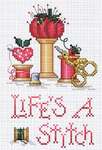 Click/tap for more details of Hearts and Spools (cross stitch) by Sue Hillis Designs