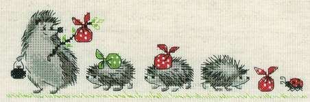 Click/tap for more details of Hedgehogs (cross stitch) by Riolis