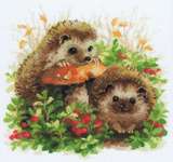 Click for more details of Hedgehogs in Lingonberries (cross stitch) by Riolis