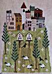 Click/tap for more details of Hilltop Village In Spring (cross stitch) by Thistles